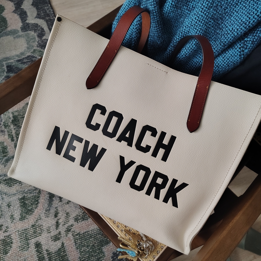 Coach New York Cream and Brown Tote Bag